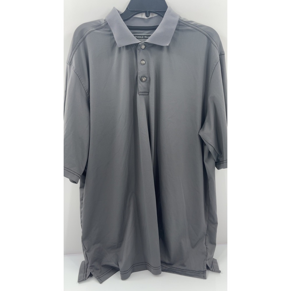 Pebble Beach Performance Mens XXL Gray Short Sleeve Golf Polo Shirt 1351